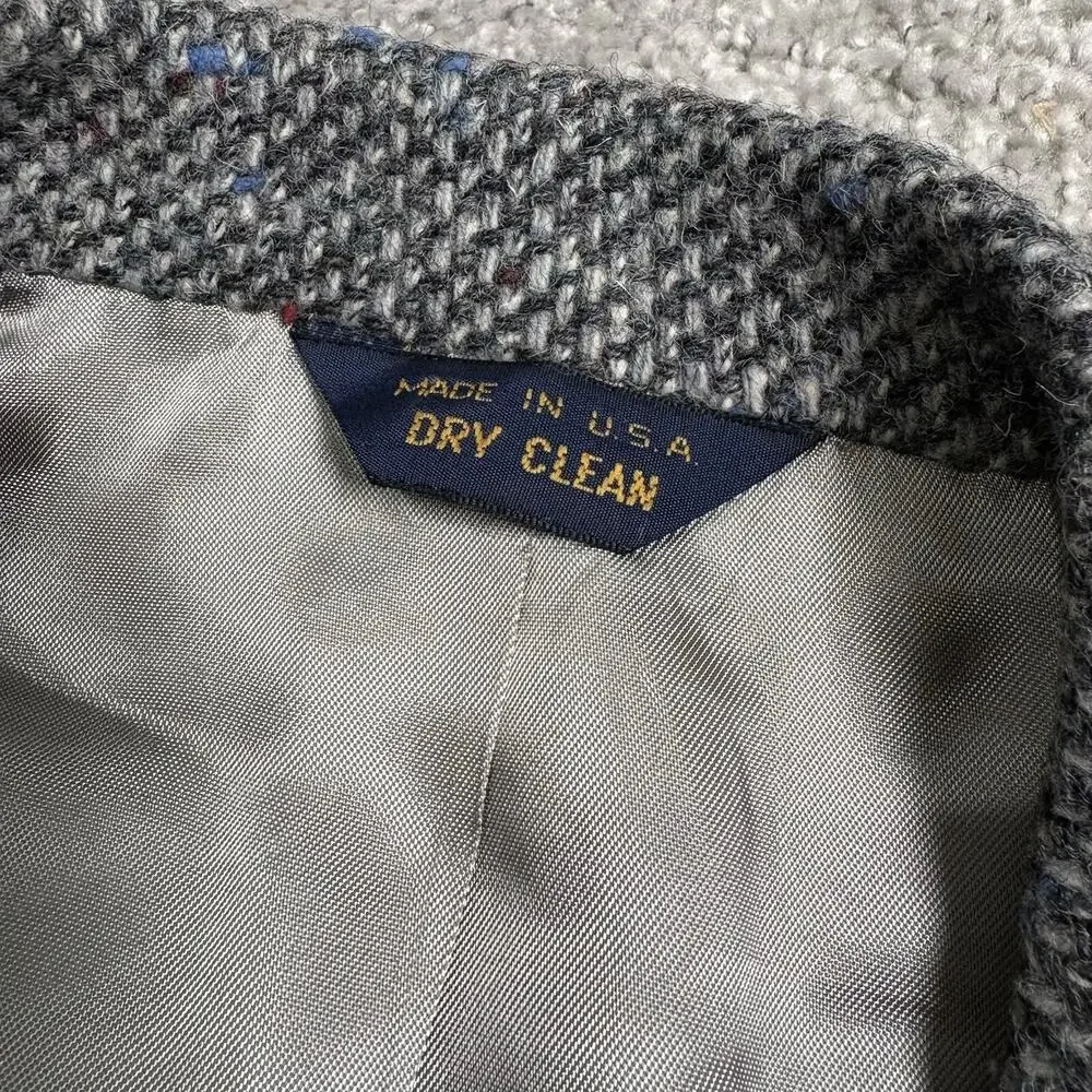 Pendleton Mens Virgin Wool Blazer Western Sport Coat Gray Suede Patches Sz 44L